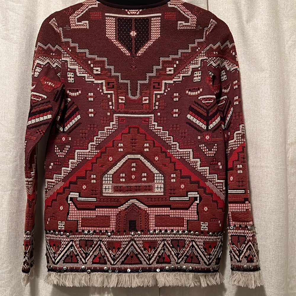 Tory Burch Red Tapestry Wool Sweater Size Small - Picture 10 of 12